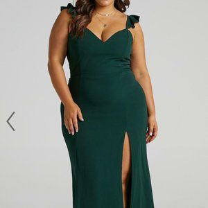 More Than This Ruffle Strap Maxi Dress in Emerald